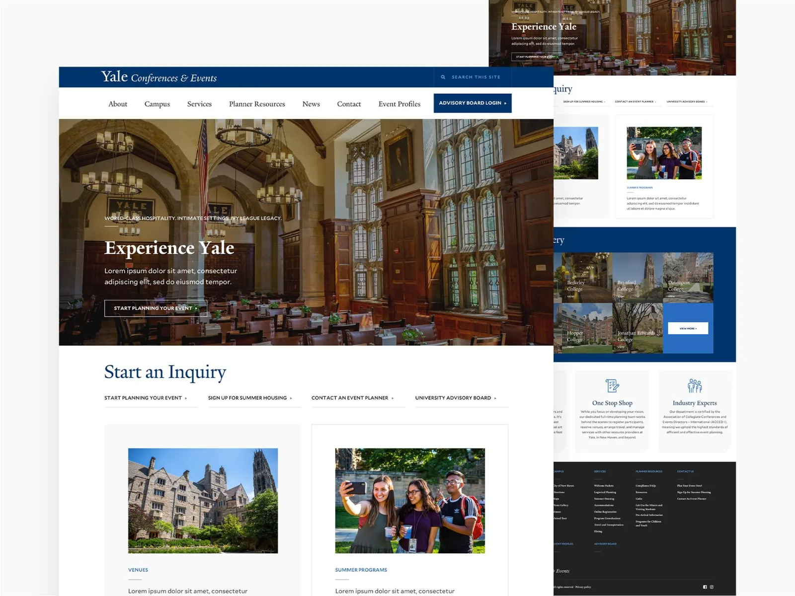 Marketing Agencies: Yale Conferences & Events Web Redesign